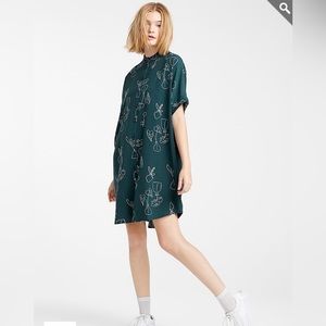 Mandarin collar shirt-dress